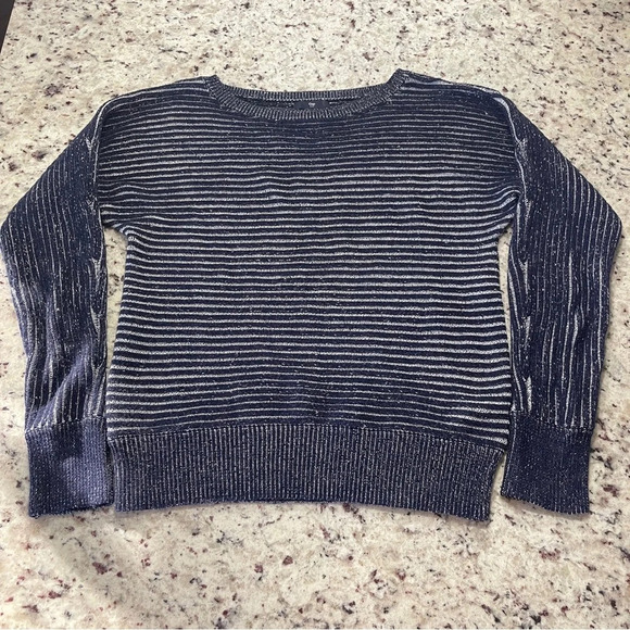 Gap Sweater Navy White Stripe Crew Neck Size XS 100% Cotton Gap Factory Nautical - Picture 1 of 8